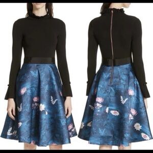 Ted Baker Kalinaa Wonderland Fit & Flare Holiday Formal Dress Sz 1
